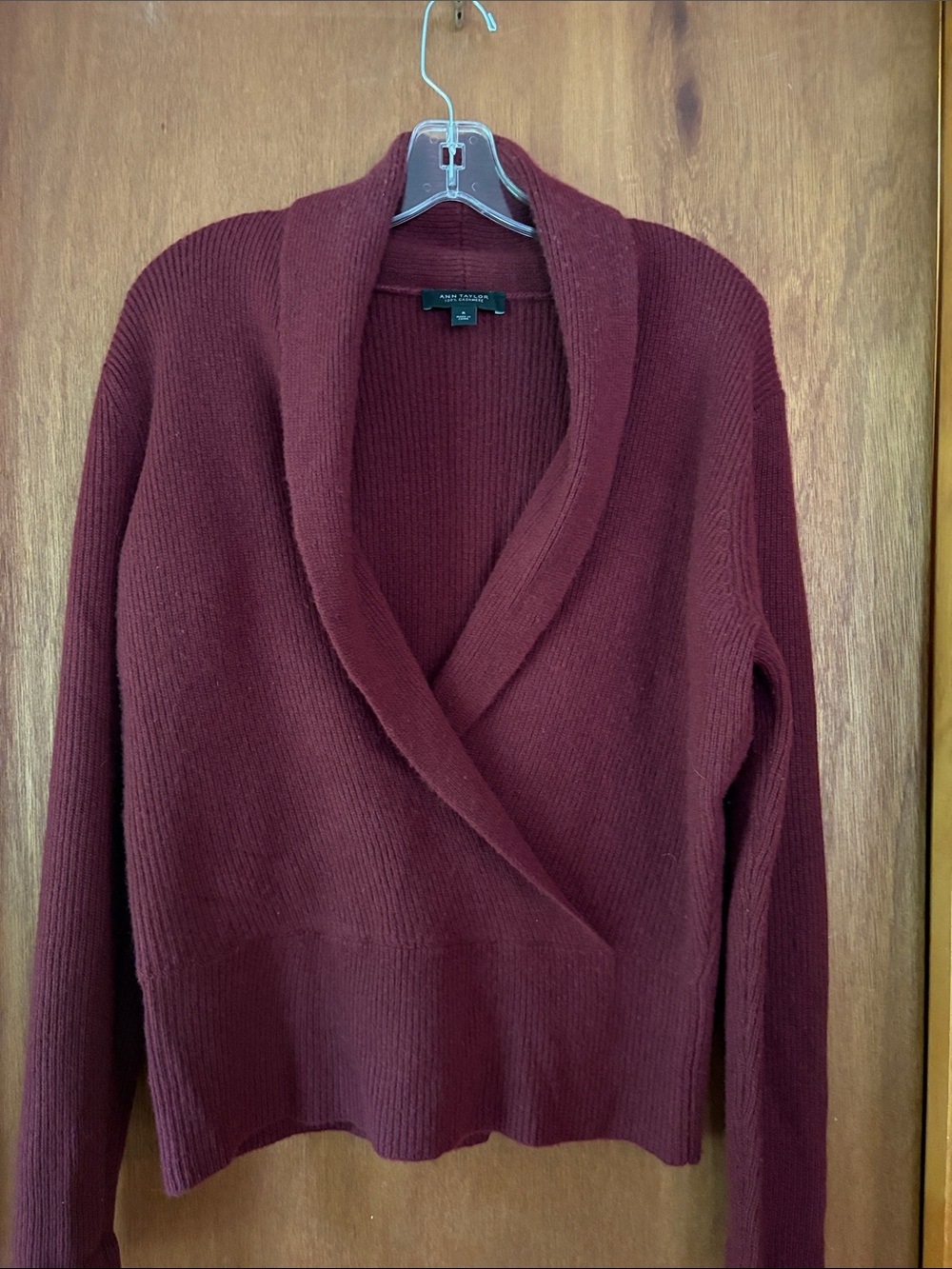 Ann Taylor Burgundy Shawl Collar Cardigan Sweater   Has been worn a few times